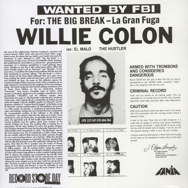 Willie Colón - Wanted By FBI / Big Break: Gran Fuga